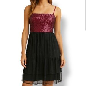 Dress the Population Kady Merlot Sequin Cocktail Dress NWT